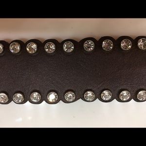 Brown leather Western belt with rhinestones